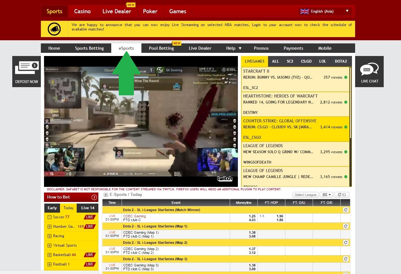 Step 3 - How to Bet page in Esports
