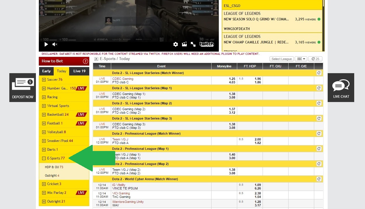 Step 5 - How to Bet page in Esports
